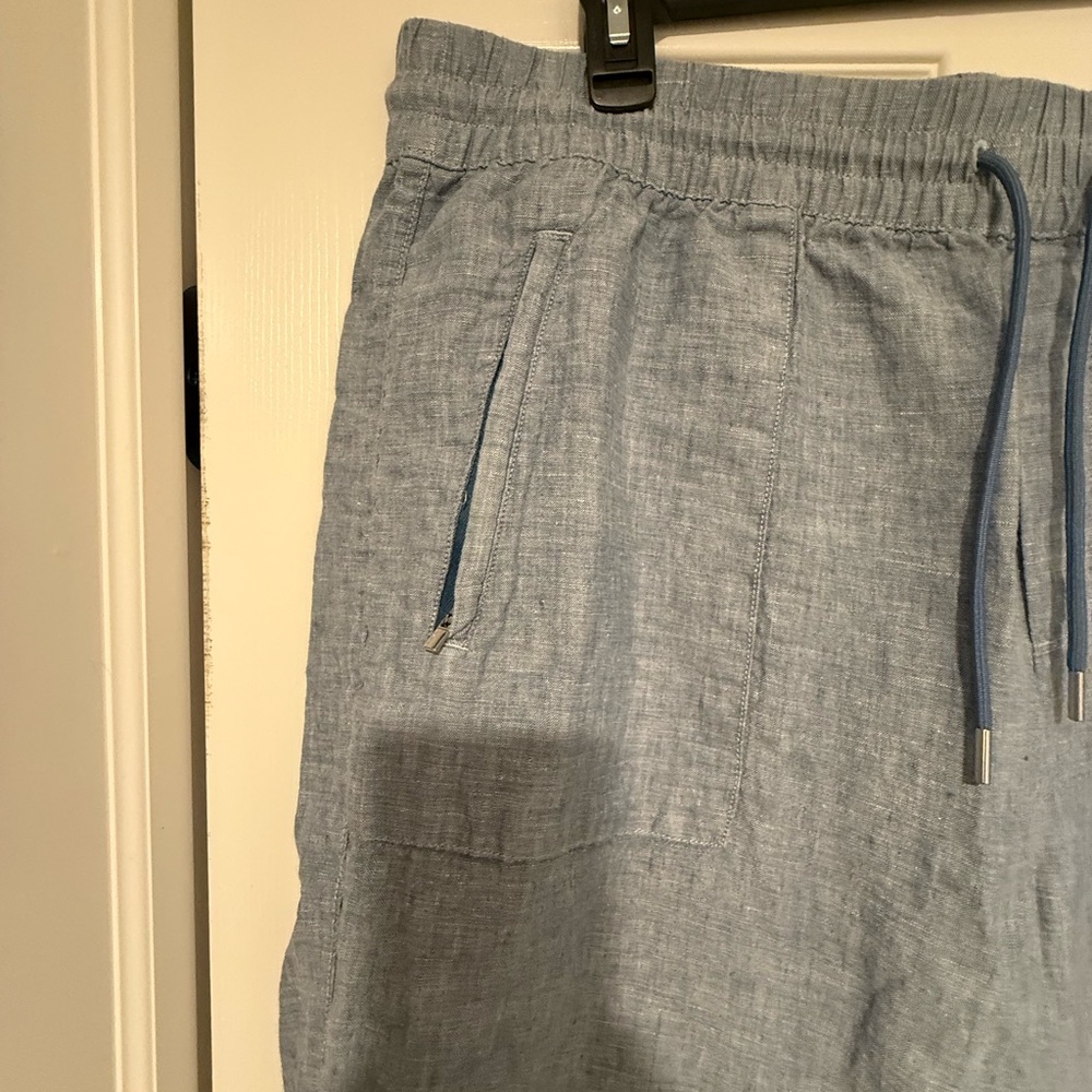 Athleta Retreat Linen Wide Leg Pants -- light blue -- sz 18 - Picture 4 of 9